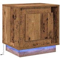 Berkfield Home Bedside Cabinet with LED Lights Old Wood 44x34, 5x45 cm in Brown