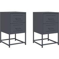 Berkfield Home Bedside Cabinets 2 pcs Anthracite 36x39x60.5 cm Steel in Dark Grey
