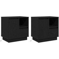 Berkfield Home Bedside Cabinets with LED 2 pcs Black Oak 50x34, 5x50 cm