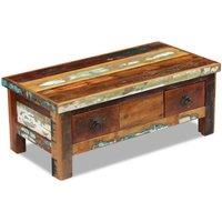 Berkfield Home Coffee Table Drawers Solid Reclaimed Wood 90x45x35 cm in Brown | Size: 90 x 45 x 35 cm