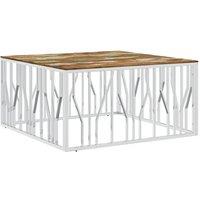Berkfield Home Coffee Table Silver Stainless Steel & Solid Wood Reclaimed