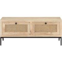 Berkfield Home Coffee Table 90x50x37 cm Solid Mango Wood & Natural Cane in Light Brown | Size: 90 x 50 x 37 cm