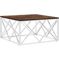 Berkfield Home Coffee Table Stainless Steel & Solid Wood Reclaimed in Silver