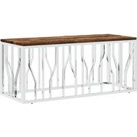 Berkfield Home Coffee Table Stainless Steel & Solid Wood Reclaimed in Silver