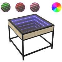 Berkfield Home Coffee Table with Infinity LED Sonoma Oak 50x50x41 cm in Brown | Size: 50 x 50 x 41 cm