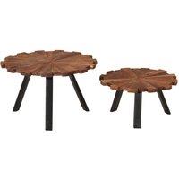 Berkfield Home Coffee Tables 2 pcs Solid Wood Reclaimed & Iron in Brown