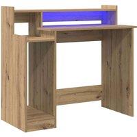 Berkfield Home Desk with Desk Lamps with Shelf with Storage Artisan oak Engineer in Brown