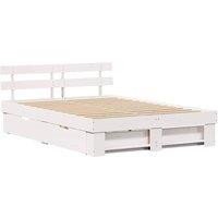 Berkfield Home with Drawer with Headboard with Storage White 140 x 200 cm Pine wood