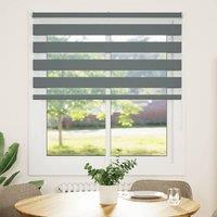Berkfield Home Zebra Blind Dark Grey 135x100 cm Fabric Width 130.9 cm Polyester