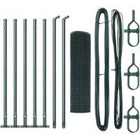 Berkfield Home Welded Wire Fence with 7 Flanged Posts Green 0.6x10 m Steel