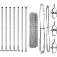 Berkfield Home Welded Wire Fence with 7 Flanged Posts 0.4x10 m Galvanised Steel in Silver