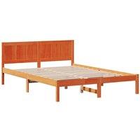 Berkfield Home Wax Brown Pine Wood Bed Frame Wax brown Solid wood 160 x 200 cm