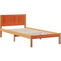Berkfield Home Wax Brown Bed Frame Wax brown Solid Pine wood Single Durable
