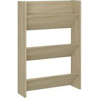 Berkfield Home Wall Shoe Cabinet Sonoma Oak 60x18x90 cm Engineered Wood in Light Sand | Size: 60 x 18 x 90 cm