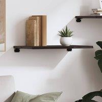 Berkfield Home Wall Shelf Dark Grey 60x40x2 cm Treated Solid Wood Oak | Size: 60 x 40 x 2 cm