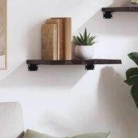 Berkfield Home Wall Shelf Dark Grey 40x30x2 cm Treated Solid Wood Oak in Dark Brown | Size: 40 x 30 x 2 cm