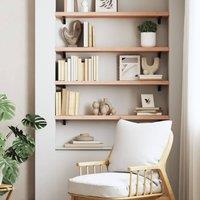 Berkfield Home Wall Shelf 100x20x4 cm Untreated Solid Wood Oak in Light Oak | Size: 100 x 20 x 4 cm