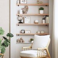 Berkfield Home Wall Shelf 100x10x4 cm Untreated Solid Wood Oak in Light Oak | Size: 100 x 10 x 4 cm