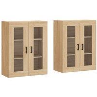 Berkfield Home Wall Mounted Cabinets 2 pcs Sonoma Oak Engineered Wood in Light Oak