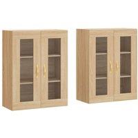 Berkfield Home Wall Mounted Cabinets 2 pcs Sonoma Oak Engineered Wood in Light Tan