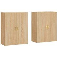 Berkfield Home Wall Mounted Cabinets 2 pcs Sonoma Oak 69.5x34x90 cm in Light Tan