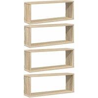 Berkfield Home Wall Cube Shelf 4 pcs Sonoma Oak 60x15x23 cm Engineered Wood in Light Tan | Size: 60 x 15 x 23 cm