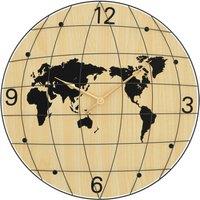 Berkfield Home Wall Clock Yellow & Black 50 cm Engineered Wood in Natural