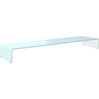 Berkfield Home TV Stand/Monitor Riser Glass Green 120x30x13 cm in Aqua | Size: 120 x 30 x 13 cm