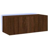 Berkfield Home TV Wall Cabinet with LED Lights Brown Oak 80x35x31 cm | Size: 80 x 35 x 31 cm