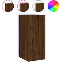 Berkfield Home TV Wall Cabinet with LED Lights Brown Oak 30.5x35x70 cm