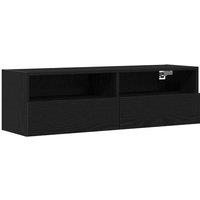 Berkfield Home TV Wall Cabinet Black Oak 100x30x30 cm Engineered Wood | Size: 100 x 30 x 30 cm