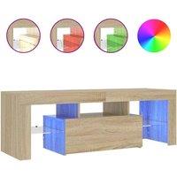 Berkfield Home TV Cabinet with LED Lights Sonoma Oak 120x35x40 cm in Light Brown | Size: 120 x 35 x 40 cm