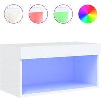 Berkfield Home TV Cabinet with LED Lights White 60x30x30 cm | Size: 60 x 30 x 30 cm
