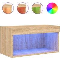 Berkfield Home TV Cabinet with LED Lights Sonoma Oak 60x30x30 cm in Brown | Size: 60 x 30 x 30 cm