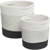 Berkfield Home Storage Baskets 2 pcs White & Black Cotton