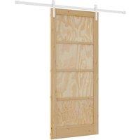 Berkfield Home Sliding Door with Hardware Set 86x198.5 cm Solid Pine Wood in Beige
