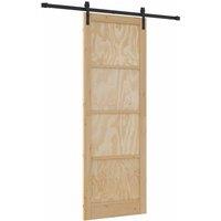 Berkfield Home Sliding Door with Hardware Set 83x232 cm Solid Wood Pine in Beige