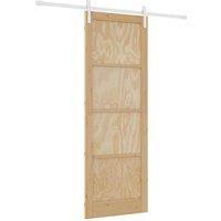 Berkfield Home Sliding Door with Hardware Set 83x232 cm Solid Wood Pine in Beige
