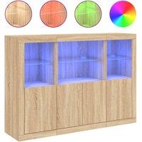 Berkfield Home Sideboards with LED Lights 3 pcs Sonoma Oak Engineered Wood in Light Tan