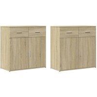 Berkfield Home Sideboards 2 pcs Sonoma Oak 79x38x80 cm Engineered Wood in Light Tan | Size: 79 x 38 x 80 cm
