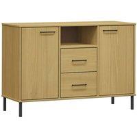 Berkfield Home Sideboard with Metal Legs Brown 113x40x77 cm Solid Wood OSLO in Light Brown | Size: 113 x 40 x 77 cm
