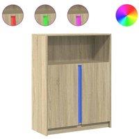 Berkfield Home Sideboard with LED Sonoma Oak 77x34x100 cm Engineered Wood in Light Tan | Size: 77 x 34 x 100 cm