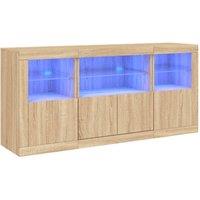 Berkfield Home Sideboard with LED Lights Sonoma Oak 142.5x37x67 cm in Tan
