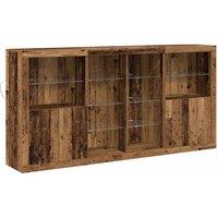 Berkfield Home Sideboard with LED Lights Old Wood 202x37x100 cm Engineered Wood in Brown | Size: 202 x 37 x 100 cm