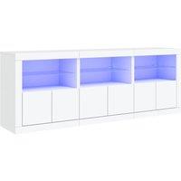 Berkfield Home Sideboard with LED Lights White 181.5x37x67 cm