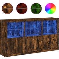 Berkfield Home Sideboard with LED Lights Smoked Oak 181.5x37x100 cm in Brown