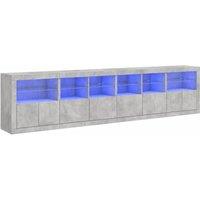 Berkfield Home Sideboard with LED Lights Concrete Grey 283x37x67 cm | Size: 283 x 37 x 67 cm