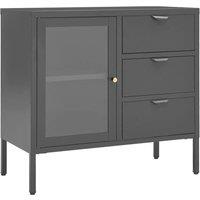 Berkfield Home Sideboard Anthracite 75x35x70 cm Steel & Tempered Glass in Dark Grey | Size: 75 x 35 x 70 cm