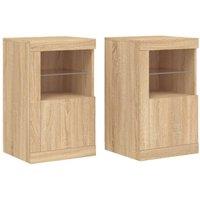 Berkfield Home Side Cabinets with LED Lights 2 pcs Sonoma Oak Engineered Wood in Light Brown
