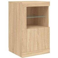 Berkfield Home Side Cabinet with LED Lights Sonoma Oak Engineered Wood in Light Tan
